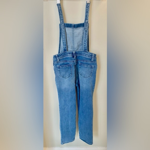 Cat and Jack Girl's S (6/6X) Long Overalls Blue Jean Denim Super Stretch EUC - Picture 2 of 7